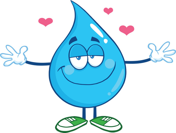 lachende waterdruppel met open armen voor knuffelen - Foto, afbeelding