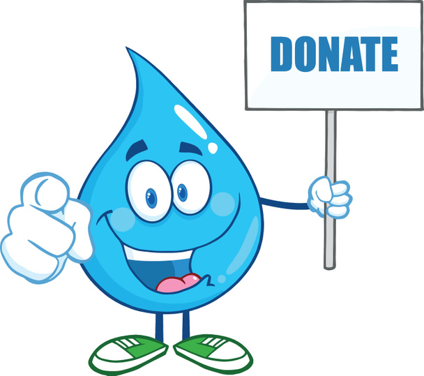 Water Drop Character Holding Up A Blank Sign With Text - Photo, Image