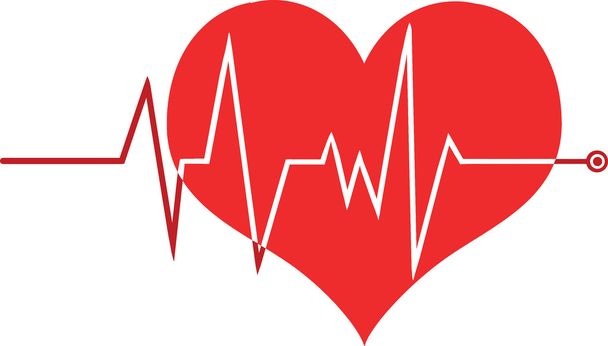 Gráfico Ecg en el corazón rojo
 - Foto, Imagen