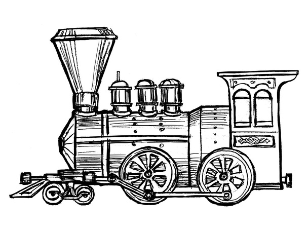 vintage steam train - Vector, Image