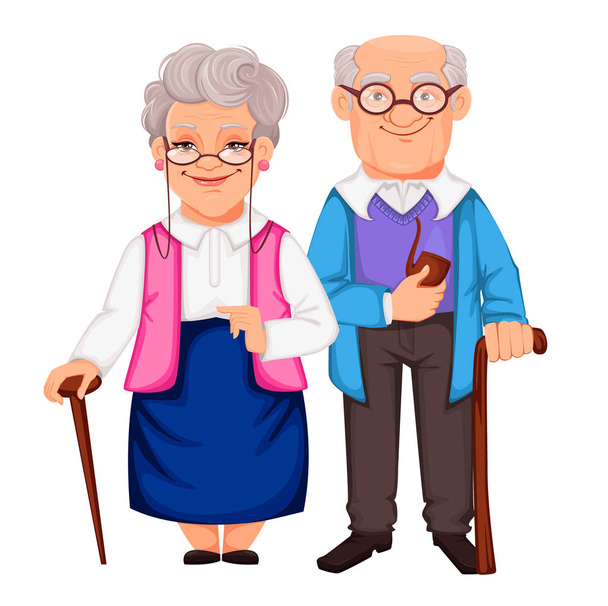 Dag van de grootouders. Grootvader en grootmoeder - Vector, afbeelding