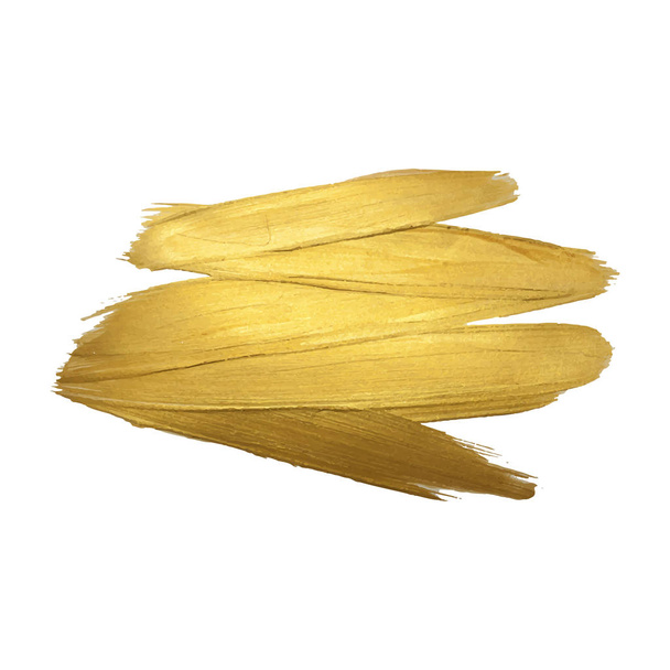 Golden paint brush stroke on white background - Vector, Image