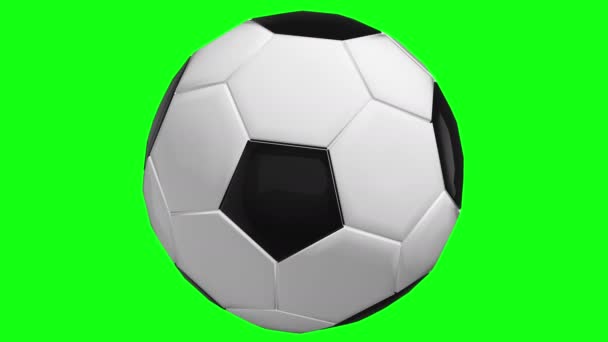 Περιστρεφόμενη μπάλα ποδοσφαίρου στην πράσινη οθόνη - Πλάνα, βίντεο