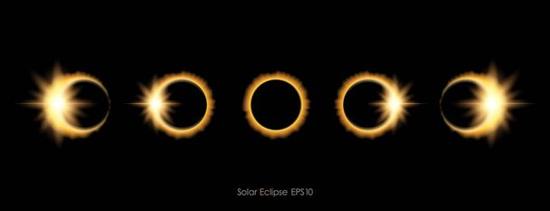 Ilustração vetorial: Fases realistas do eclipse solar ou lunar
 - Vetor, Imagem
