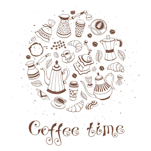 koffie tijd poster - Vector, afbeelding