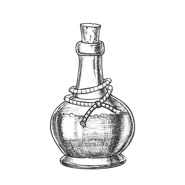 Poison Bottle With Cork Cap Monochrome Vector - Vektori, kuva