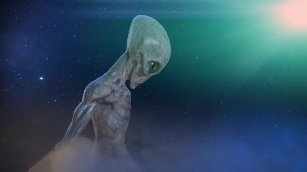 grijze Alien op donkere achtergrond. 3D renderen - Video