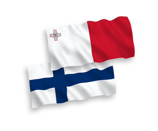 Bandeiras de Malta e da Finlândia sobre um fundo branco
 - Vetor, Imagem