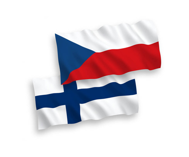 Vlag van de Tsjechische Republiek en Finland op een witte achtergrond - Vector, afbeelding