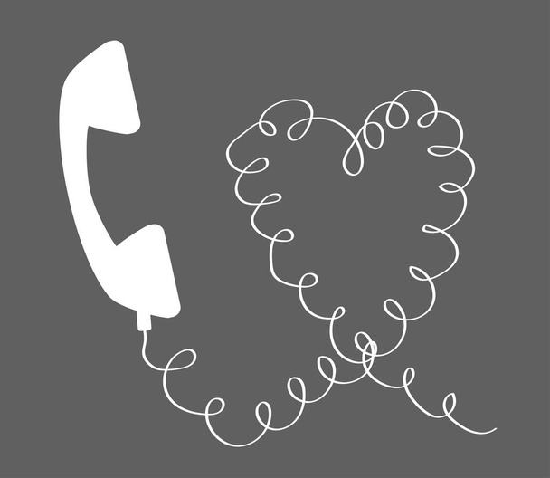 White telephone receiver against a dark background. Vector illustration. - Vector, Image
