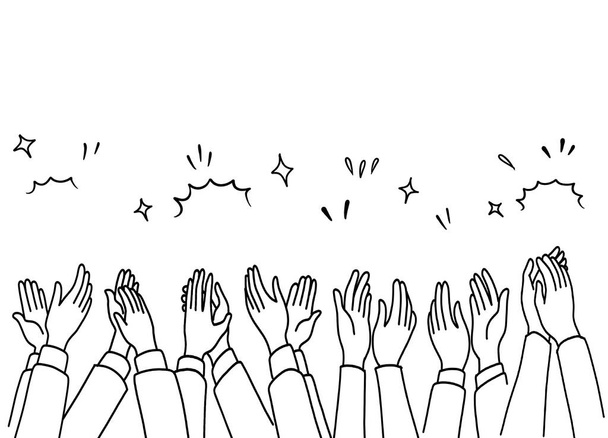 Applaudissements main dessiner, mains humaines applaudissant ovation. style doodle, v
 - Vecteur, image