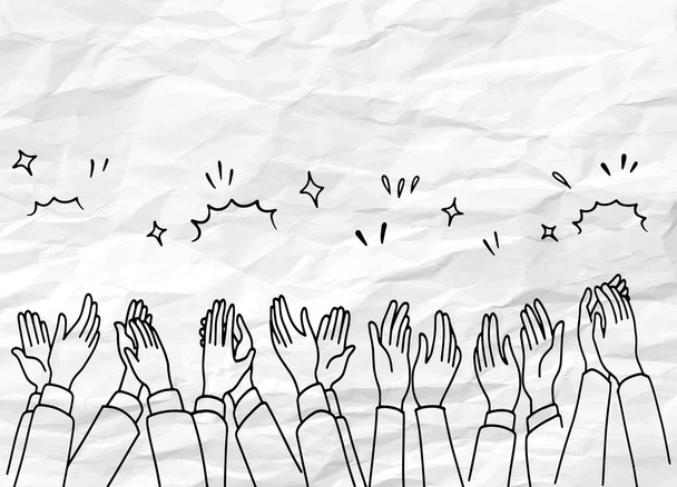 Potlesk, lidská ruka tleskají ovace. styl Doodle, v - Vektor, obrázek