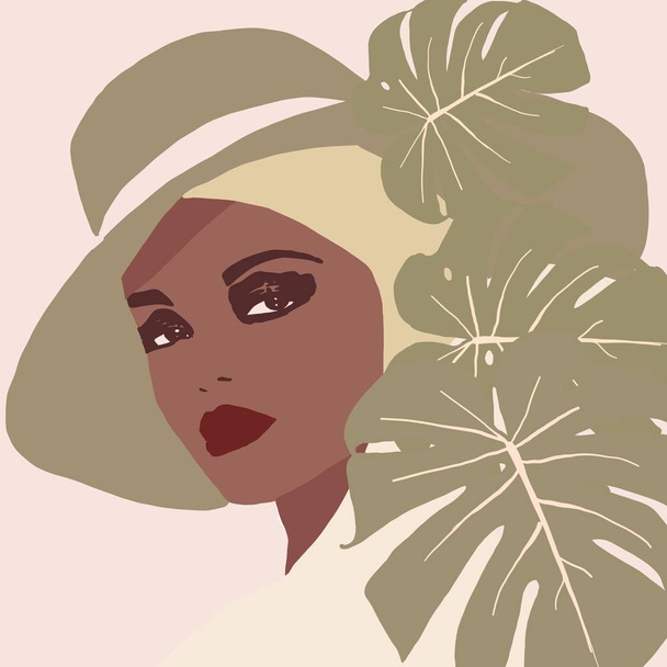 Illustration of biracial or multiracial trendy girl. woman with brown skin having fun. Fashion Concept of a Black woman. Lifestyle design colored female. - Photo, Image