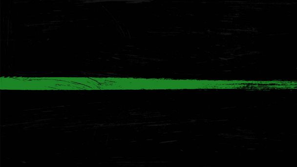 Thin green line flag with grunge paint trace - a sign to honor and respect border patrol, park rangers and federal agents. - Vector, Image