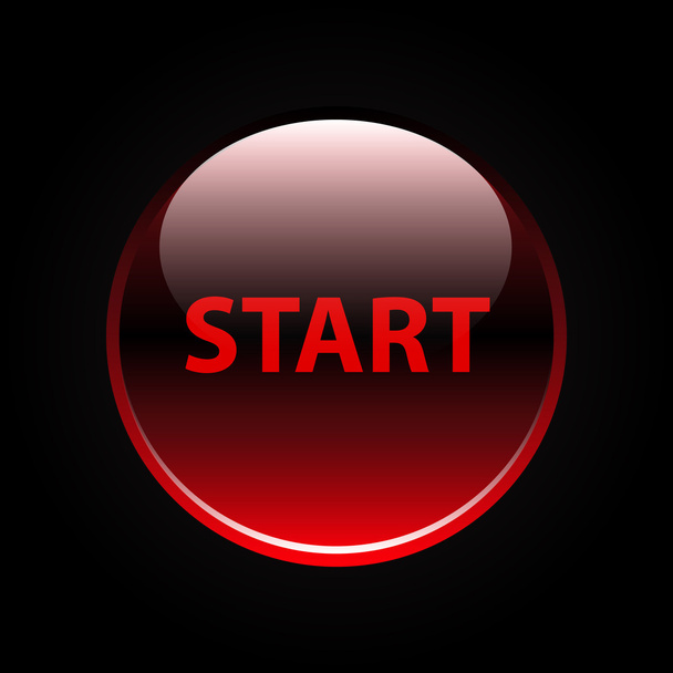 Red glossy start button - Vecteur, image