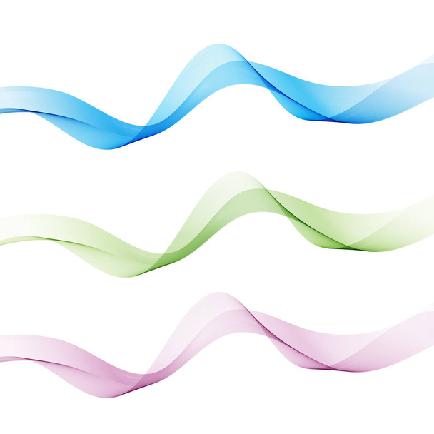 Abstract waves on the white background. Transparent lines - Vector, Image
