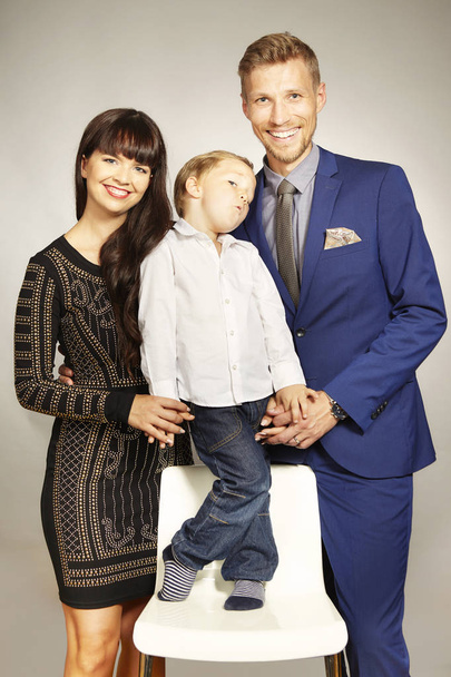 Young cute married couple with three years old son - Foto, Imagem