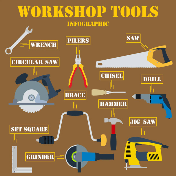 Workshop tools infographics - Vector, Image