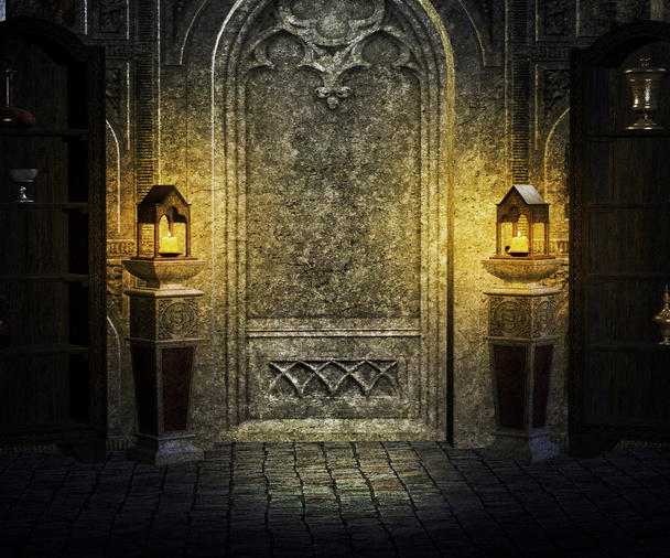Gótikus palota belső háttér - Fotó, kép