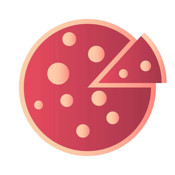 Иконка плоской пиццы на белом фоне
 - Вектор,изображение