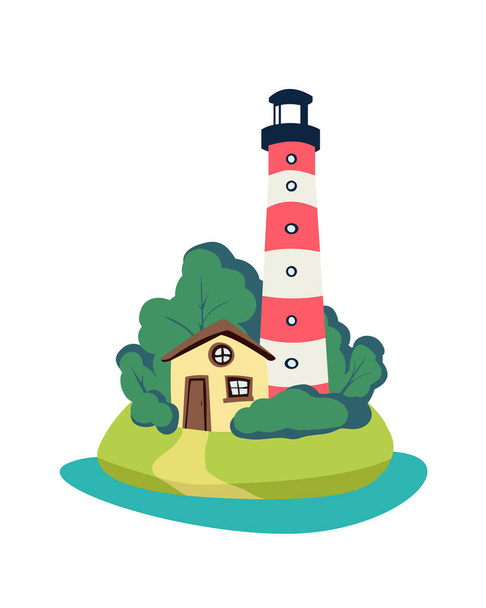 Lighthouse on a small island.  - Вектор,изображение