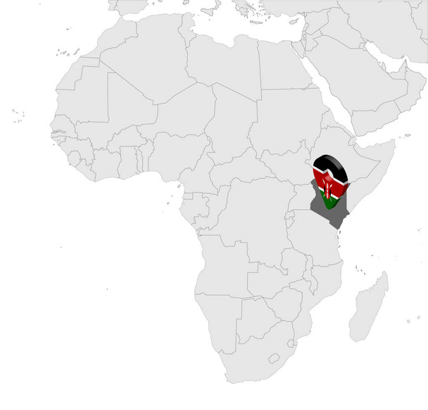 Locatie kaart van Kenia op kaart Afrika. 3D Republiek Kenia vlag kaart marker locatie pin. Kaart van hoge kwaliteit van Kenia. Vector illustratie Eps10. - Vector, afbeelding