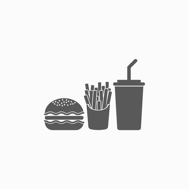иконка быстрого питания, пищевая иллюстрация, вектор напитков, икона бургера, вектор картошки фри
 - Вектор,изображение