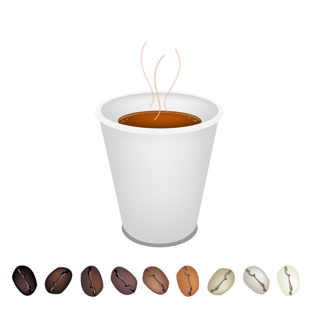 Ряд бобов под кофе одноразовый Кубок
 - Вектор,изображение