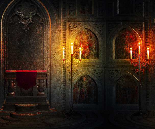 gotische paleis interieur achtergrond - Foto, afbeelding