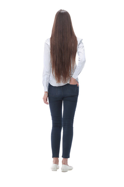 rear view. young woman with long hair - Foto, afbeelding