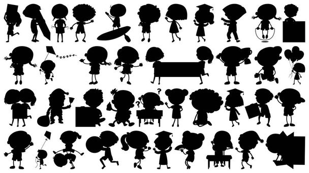 Sihouette isolierte Objekte Thema - spielende Kinder - Vektor, Bild