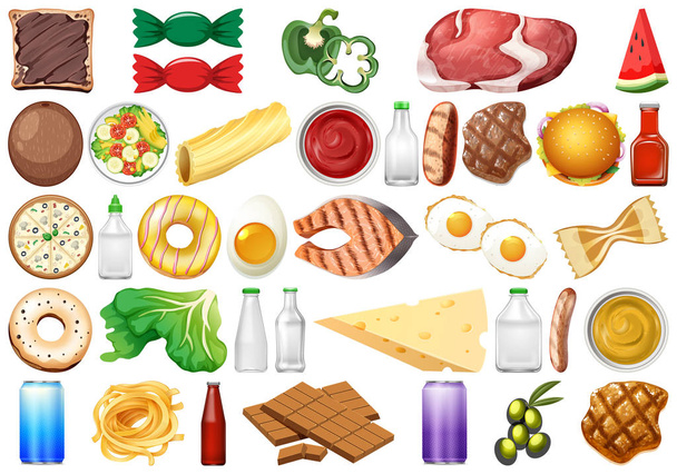 Conjunto de objetos isolados tema - comida
  - Vetor, Imagem