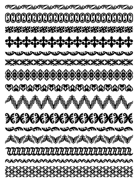 Zestaw 15 wektorowych granic, dzielników i ramek kazachskiego Narodowego ornament islamski - Wektor, obraz