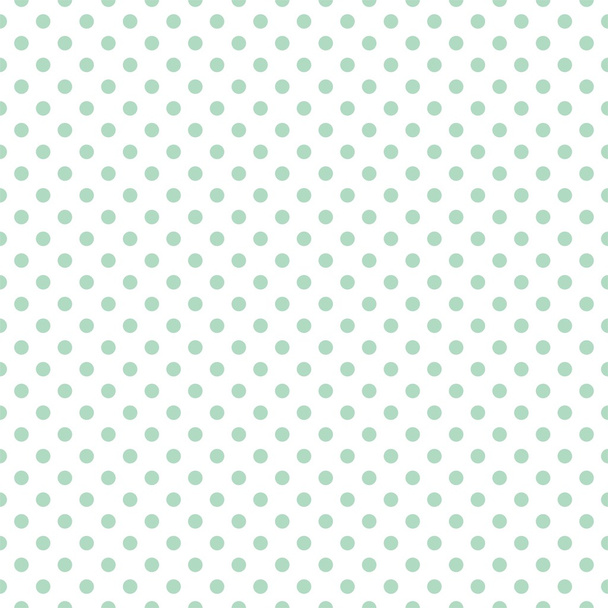 Seamless vector pattern with cute pastel mint green or baby blue polka dots on white background. - Vector, Image