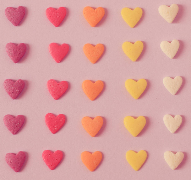 Colorful candy hearts pattern - Fotoğraf, Görsel