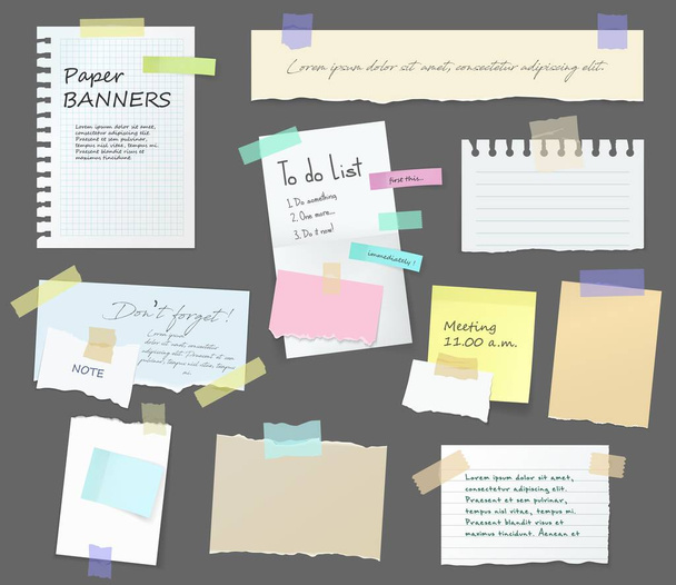 Notizen aus Papier, Notizblock auf Aufklebern - Vektor, Bild