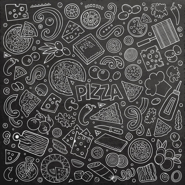Jeu de dessins animés vectoriels d'objets et de symboles Pizzeria
 - Vecteur, image