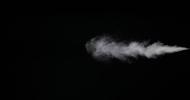 Fehér füst Trail izolált fekete háttér - Fotó, kép