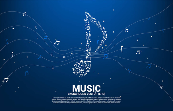 Ícone de música vetorial moldado a partir de dança nota-chave. Concepção de fundo para música e tema de concerto
. - Vetor, Imagem