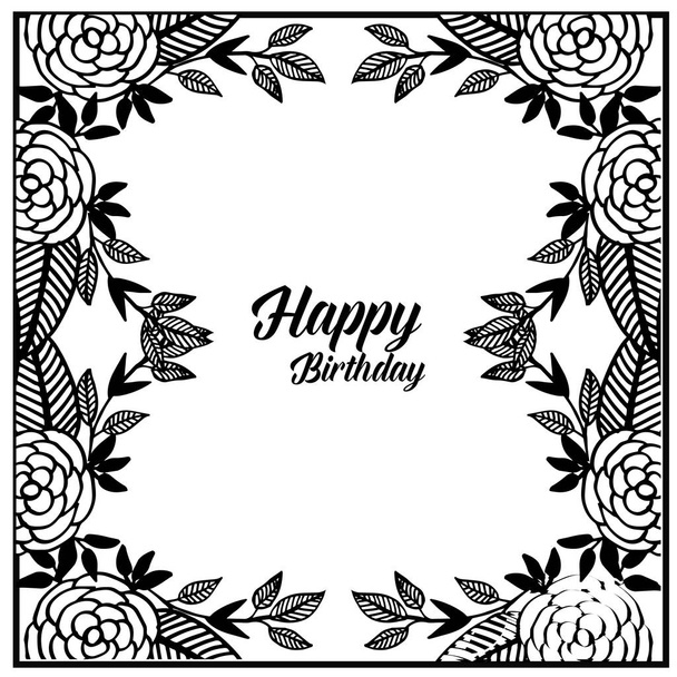 Tarjeta de invitación de celebración feliz cumpleaños, con fondo de adorno de marco de flores. Vector
 - Vector, imagen