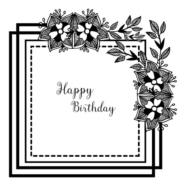 Shape of pattern card happy birthday, style vintage flower frame. Vector - Vector, Image