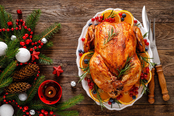Christmas turkey. Traditional festive food for Christmas or Thanksgiving - Φωτογραφία, εικόνα
