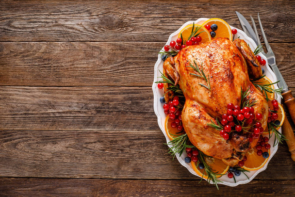 Christmas turkey. Traditional festive food for Christmas or Thanksgiving - Fotoğraf, Görsel