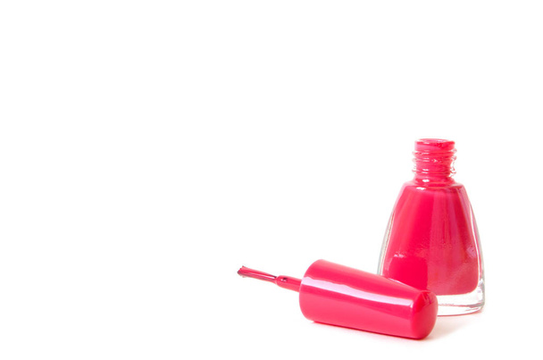 Nail polish bottle on white background with space for your text.  The concept of fashion and beauty industry. - Image - Foto, Bild