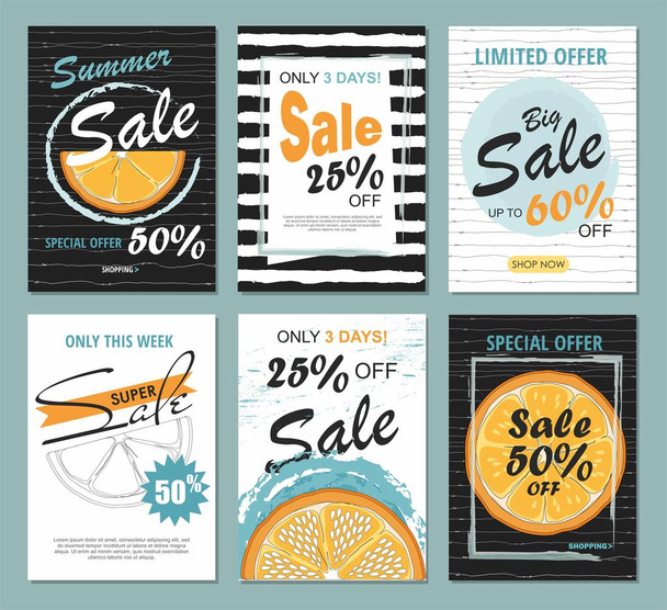 Set Summer sale templates with orange.  - Vector, Image