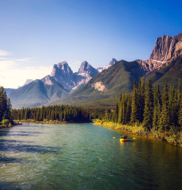 Rafting on the Bow River near Canmore in Canada - Photo, Image