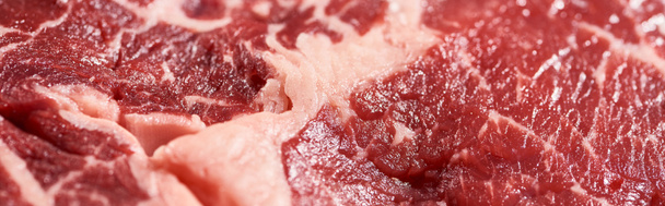 tiro panorâmico de filete de carne crua fresca com gordura
 - Foto, Imagem