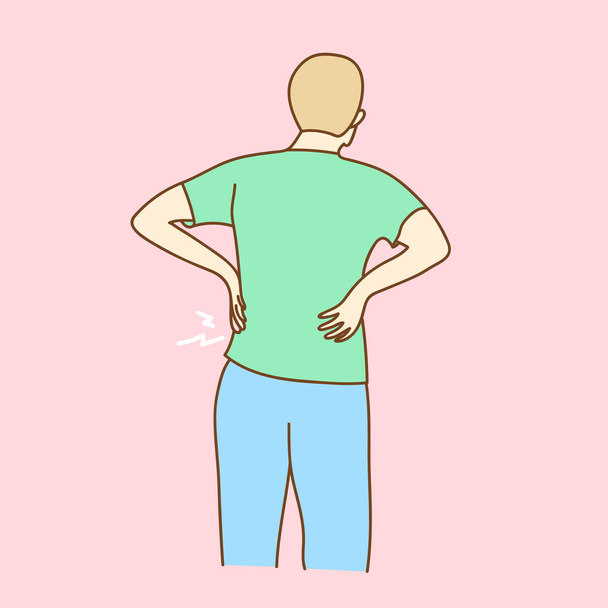 Человек с болью в спине
 - Вектор,изображение