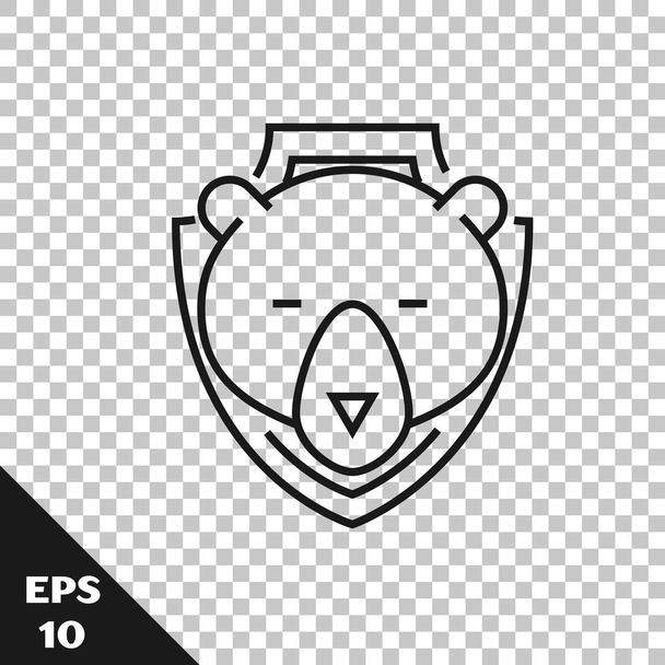 Fekete vonal Bear fej-ra pajzs ikon izolált átlátszó háttér. Vadászat trófeát a falon. Vektoros illusztráció - Vektor, kép