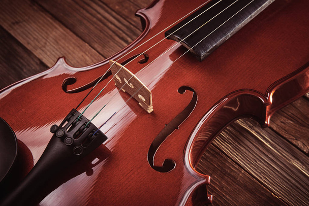 violin  on a wooden background - Photo, Image